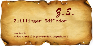 Zwillinger Sándor névjegykártya